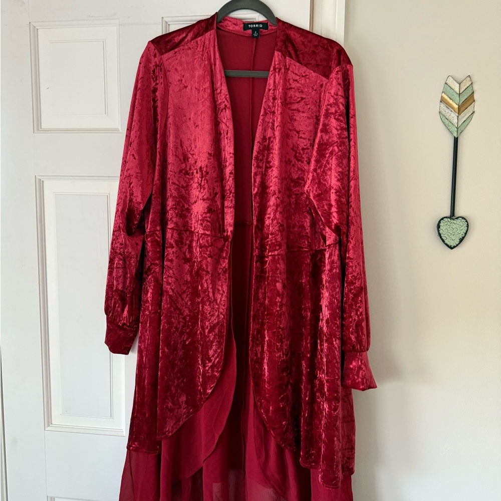 Torrid Rich Red Velvet Cardigan
